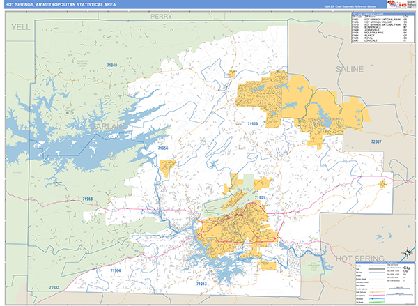 Hot Springs Metro Area Wall Map